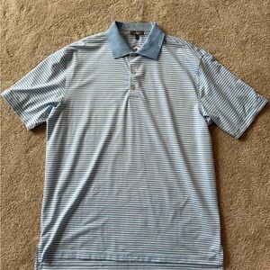 Peter Millar Light Blue Striped Polo Shirt